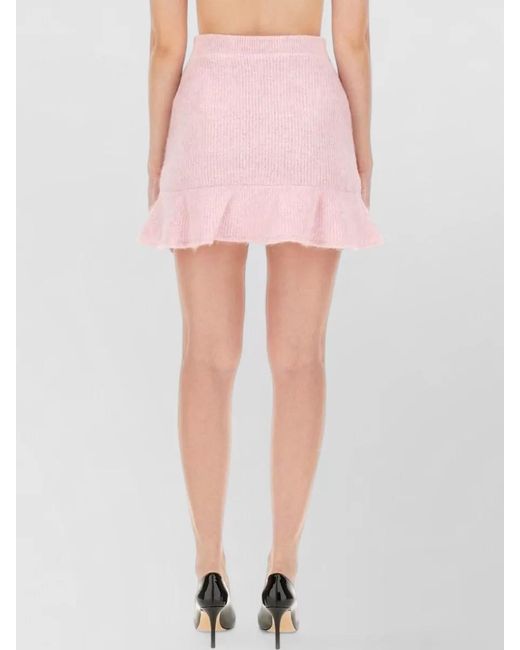 Self-Portrait Pink Alpaca-Blend Knitted Mini Skirt