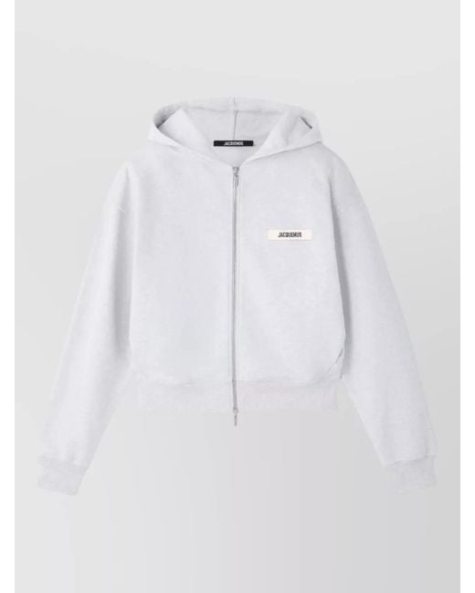 Jacquemus Blue Gros Grain Hoodie Ribbed Hem Detail for men