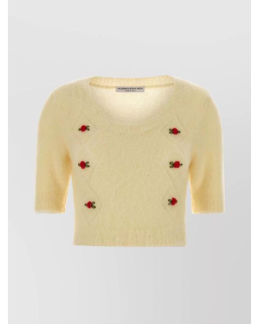 Alessandra Rich Natural Mohair-Blend Sweater