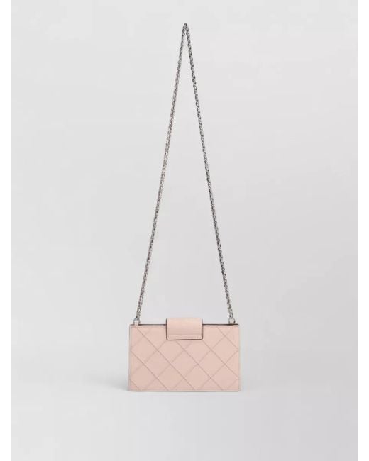 Tory Burch White Chain Strap Quilted Rectangular Crossbody Bag