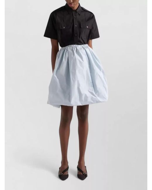 Prada Blue Taffeta Skirt Featuring Gathered Detail Pockets