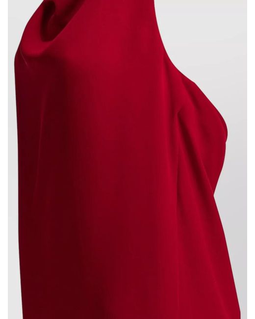 Valentino Red Silk Draped Midi Dress
