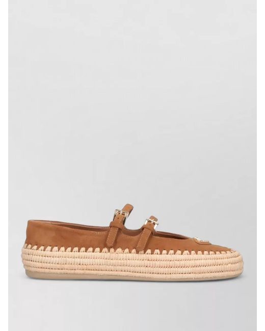 Prada Brown Leather Espadrilles
