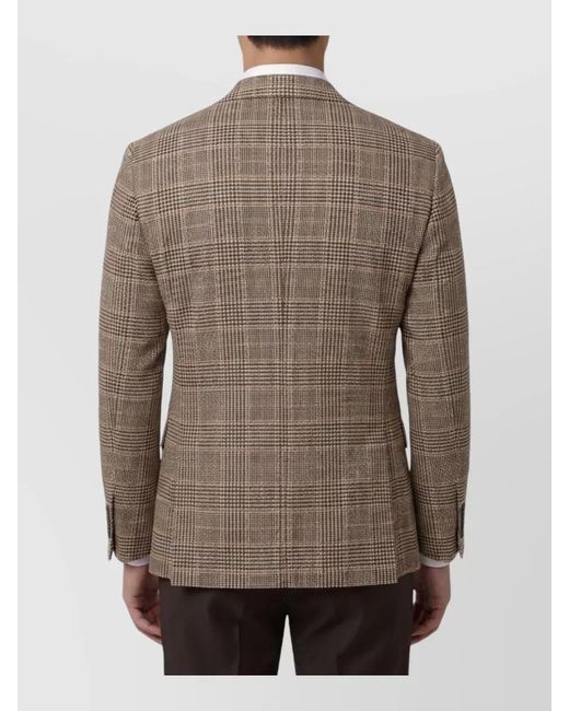 Lardini Brown Cashmere Virgin Wool Checked Single-Breasted Suit Jacket for men
