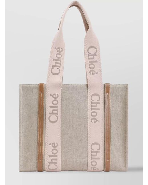 Chloé Natural Woody Linen Shoulder Bag