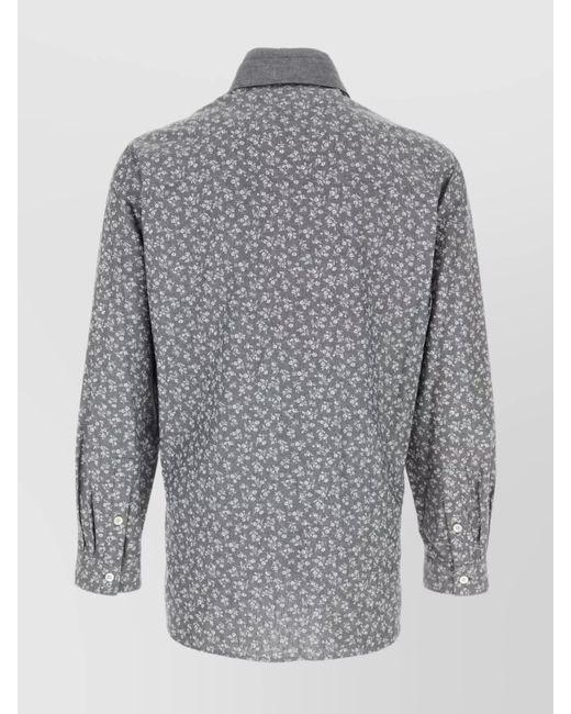 Yohji Yamamoto Gray Printed Cotton Shirt for men