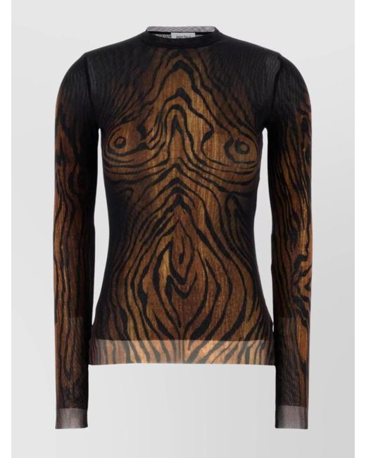 Jean Paul Gaultier Black Sheer Tulle Wood Top