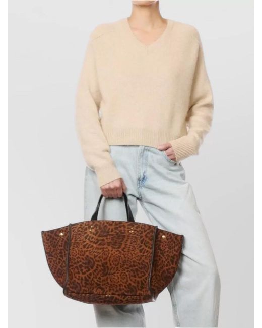 Jérôme Dreyfuss Brown Leon M Tote Bag Animal Print Studs