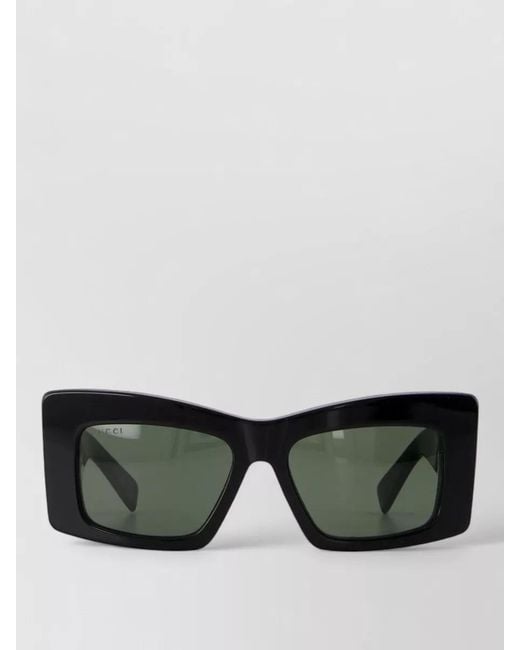 Gucci Black Rectangular Acetate Sunglasses Large Temples