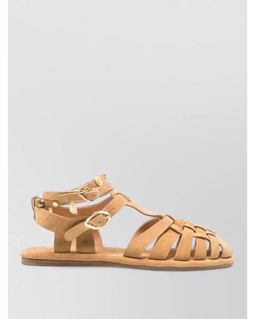 Ancient Greek Sandals Natural Karina Flat Sandals Ankle Strap
