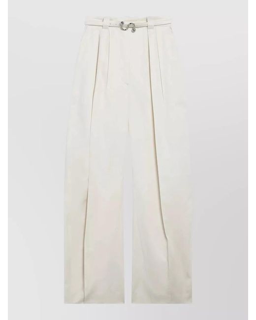 Sportmax White Tailored Trousers Pleated Front Wide Leg