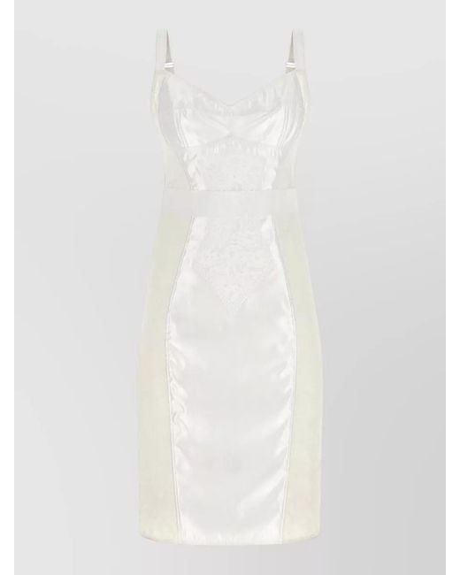 Dolce & Gabbana White Lace Panel Corsetry Nightdress