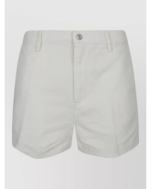 7 For All Mankind White Tailored Cotton Linen Twill Shorts