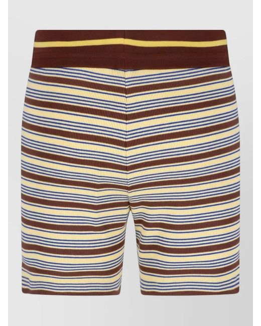 Fendi Multicolor Straight Shorts Elastic Waistband Ribbed Striped
