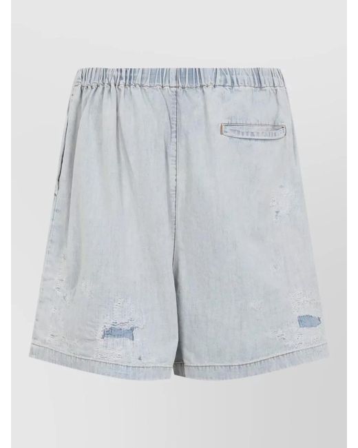 Acne Blue Distressed Denim Shorts Featuring Back Pocket for men