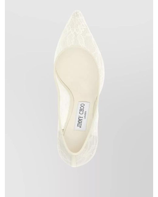 Jimmy Choo White Romy Pumps Pointed Toe Lace Overlay