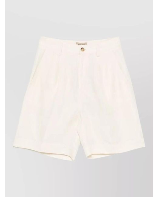 Woolrich Natural Pleated Bermuda Shorts
