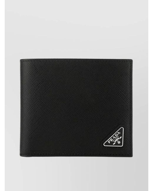Prada Black Leather Bi-Fold Wallet for men