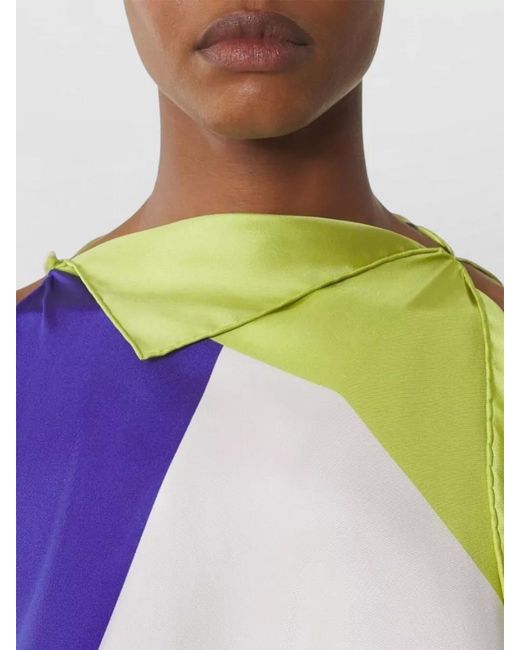 Lanvin Blue Silk Long-Sleeve Blouse