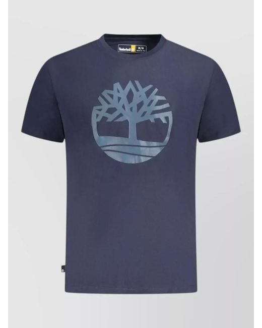 Timberland Blue Cotton Logo-Embossed T-Shirt for men