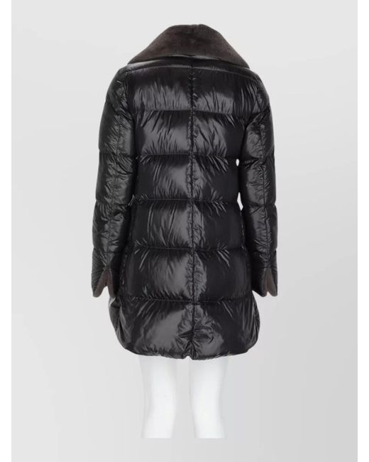 Herno Black Padded Jacket Lightweight Casual Style Faux Collar