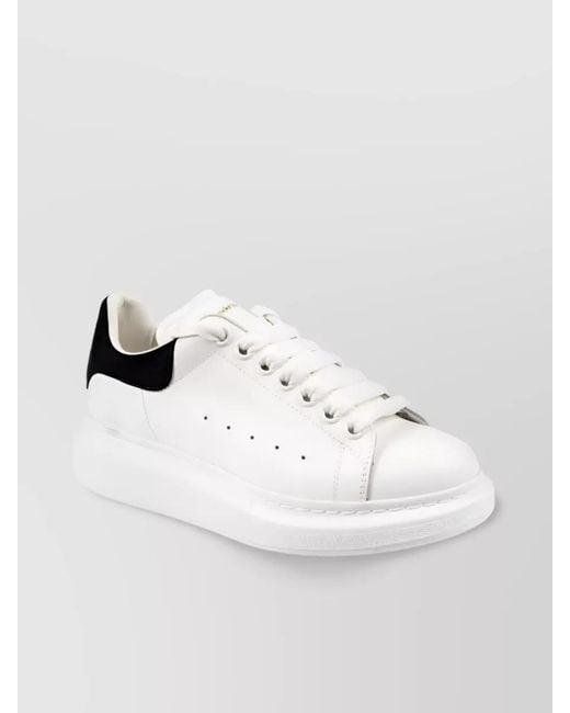 McQueen White Leather Low-Top Sneakers