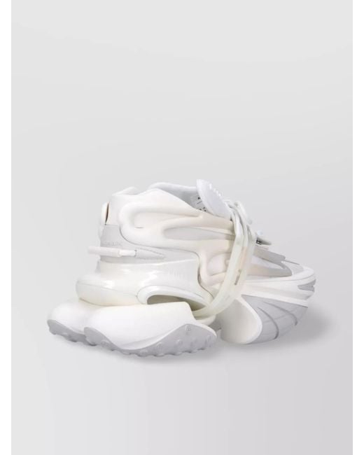 Balmain White Neoprene High-Top Sneakers