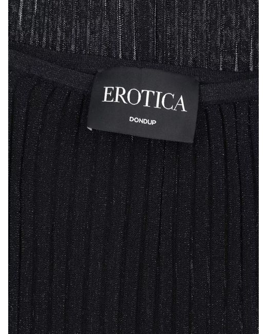 Dondup Gray High Waisted Pleated Striped Sheer Midi Skirt