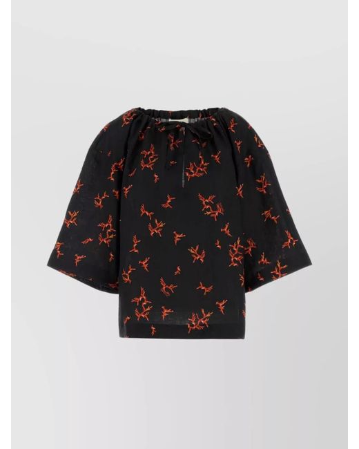 Fendi Black Printed Linen Blouse