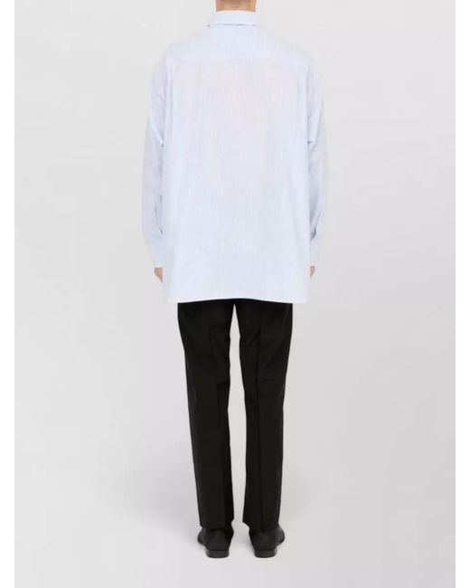 MM6 by Maison Margiela White Longline Striped Shirt Long Sleeves Collar for men