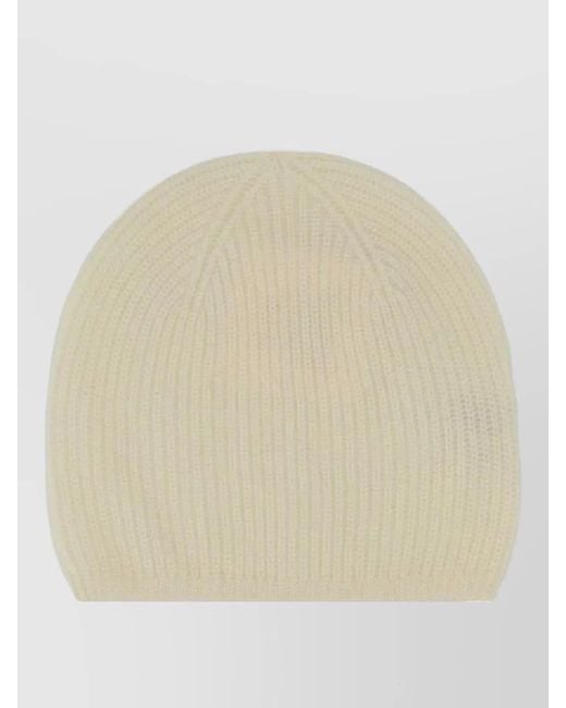 Loulou de Saison Natural Cashmere Flyn Beanie Hat Ribbed Texture