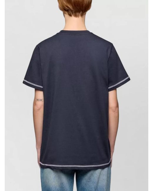 Ganni Blue Cotton T Shirt Graphic Crew Neck