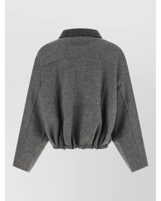 Brunello Cucinelli Gray Cropped Wool Jacket Drawstring Hem