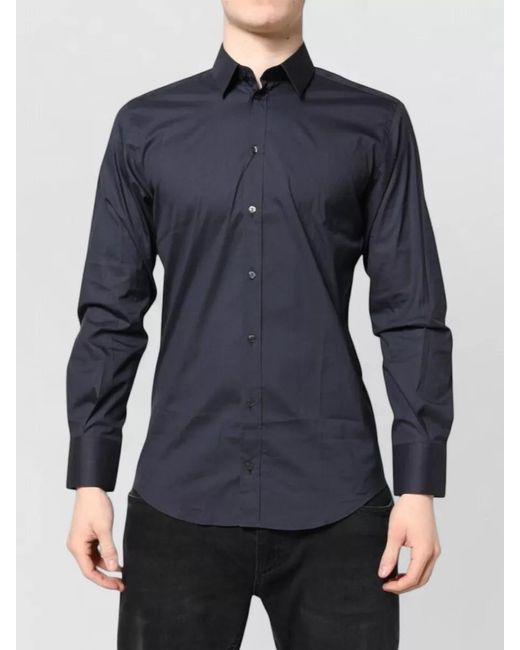 Dolce & Gabbana Blue Martini Cotton Dress Shirt for men