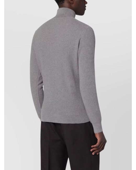 Tagliatore Gray Wool Turtleneck Knit Sweater With Long Sleeves for men