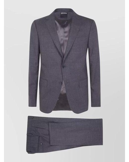 Zegna Blue Tailoring Suit Single Breasted Notch Lapel for men