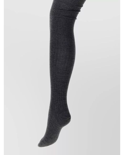 Jil Sander Black Ribbed Tights Opaque Finish Comfortable Fit