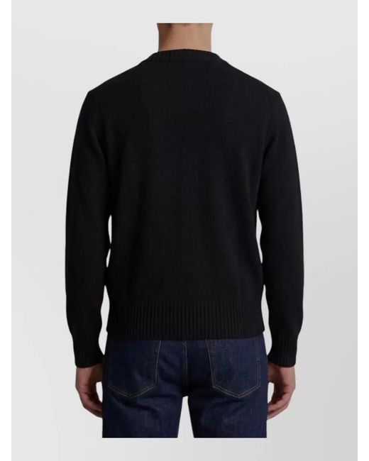 AMI Blue Cashmere V-Neck Ribbed Regular-Fit Cardigan for men