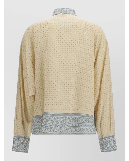 Ermanno Scervino Blue Geometric Print Straight Jacket Long Sleeves Buttons
