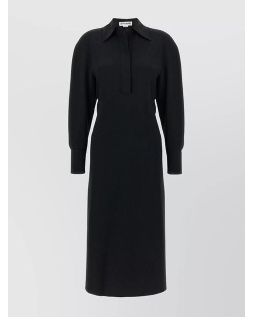 Victoria Beckham Long Sleeve Polo Collar Midi Dress in Black | Lyst Victoria Beckham Long Sleeve Polo Collar Midi Dress in Black | Lyst