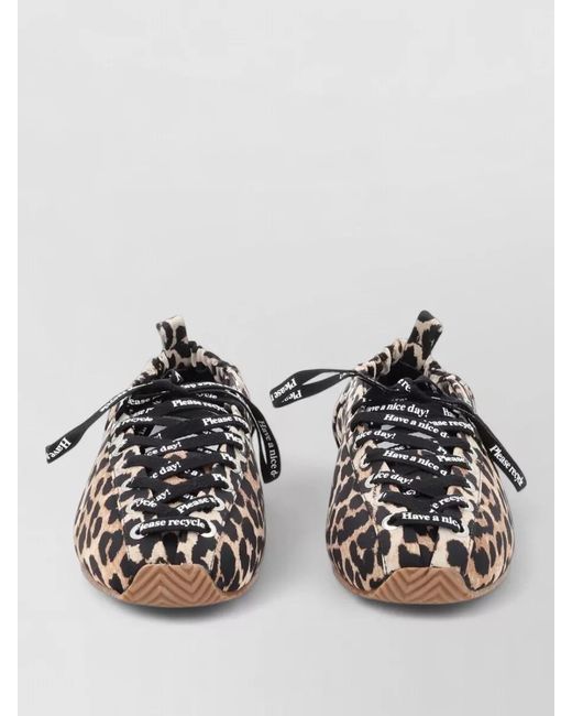 Ganni Multicolor Sporty Ballerina Sneakers Round Toe Animal Print