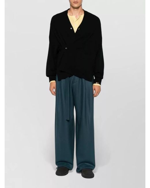 Extreme Cashmere Black Cashmere V-Neck Ribbed Cuff Cardigan