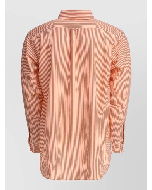 Beams Plus Pink Wool Shirt Striped Pattern Chest Pocket Long Sleeves for men