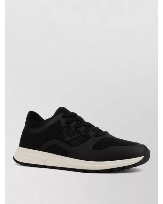 Prada Black Mesh Panel Sneakers Rubber Sole