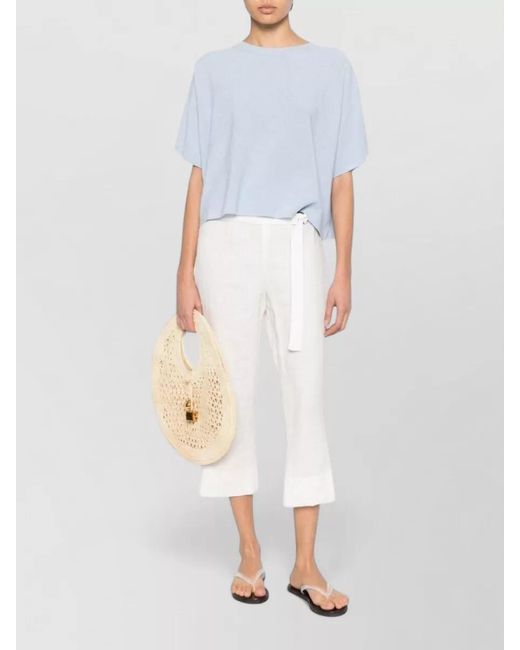 Fabiana Filippi White Round Neck Knit Top Short Sleeves