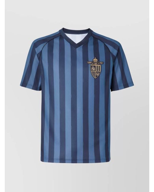 Fendi Blue Printed V-Neck Short-Sleeve T-Shirt for men