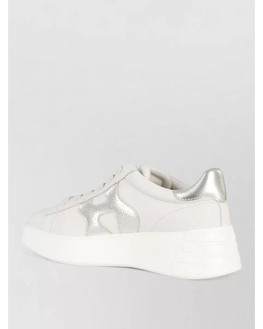 Hogan White Lace Up Shoes Platform Sole Round Toe