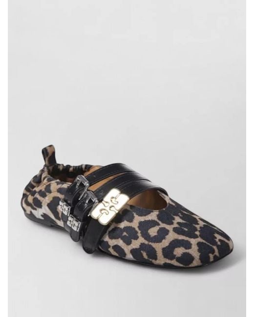 Ganni Black Printed Ballet Flats