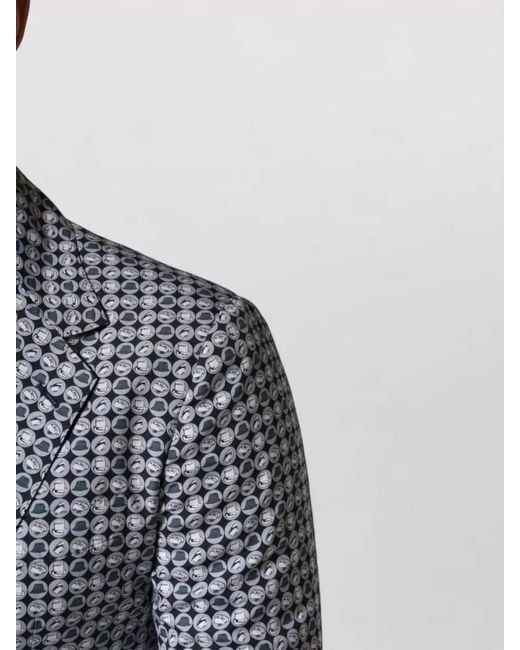Dolce & Gabbana Blue Cotton Patterned Single Breasted Blazer Jacket for men