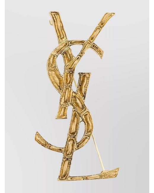 Saint Laurent Metallic Crocodile Textured Brooch